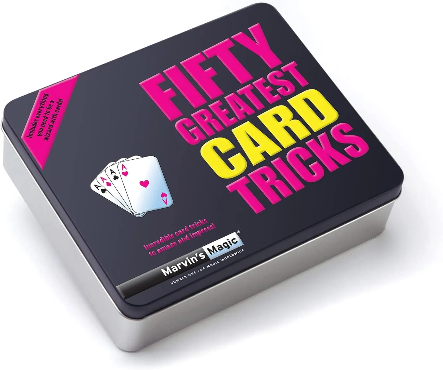 Marvin's Magic - Fifty Greatest Card Tricks Set - Magic Kit, Tricks for Adults - with Mind Reading and Cards, Close up - Comes in Gift Set Tin - for Ages 8, 9, 10 
