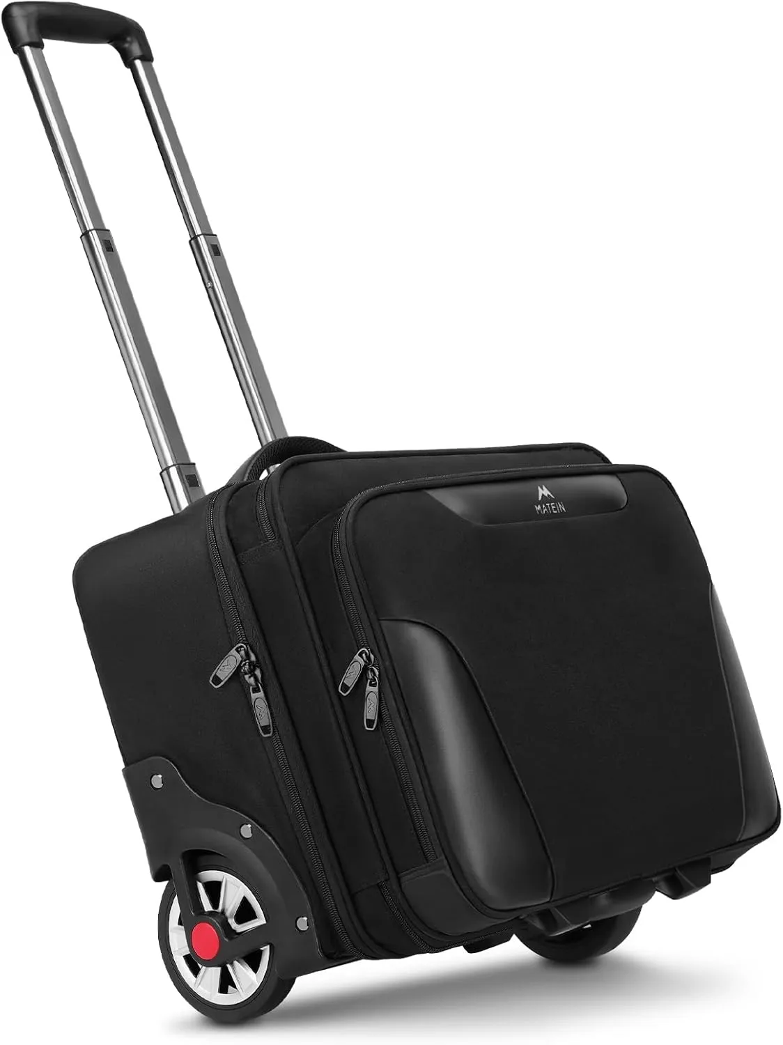 MATEIN Rolling Laptop Bag, Mens Large Briefcase with Big Wheels Fits 17.3 Inch Notebook for Business Travel Work, Water Resistant Roller Computer Case College Teacher Luggage Suitcase, Black