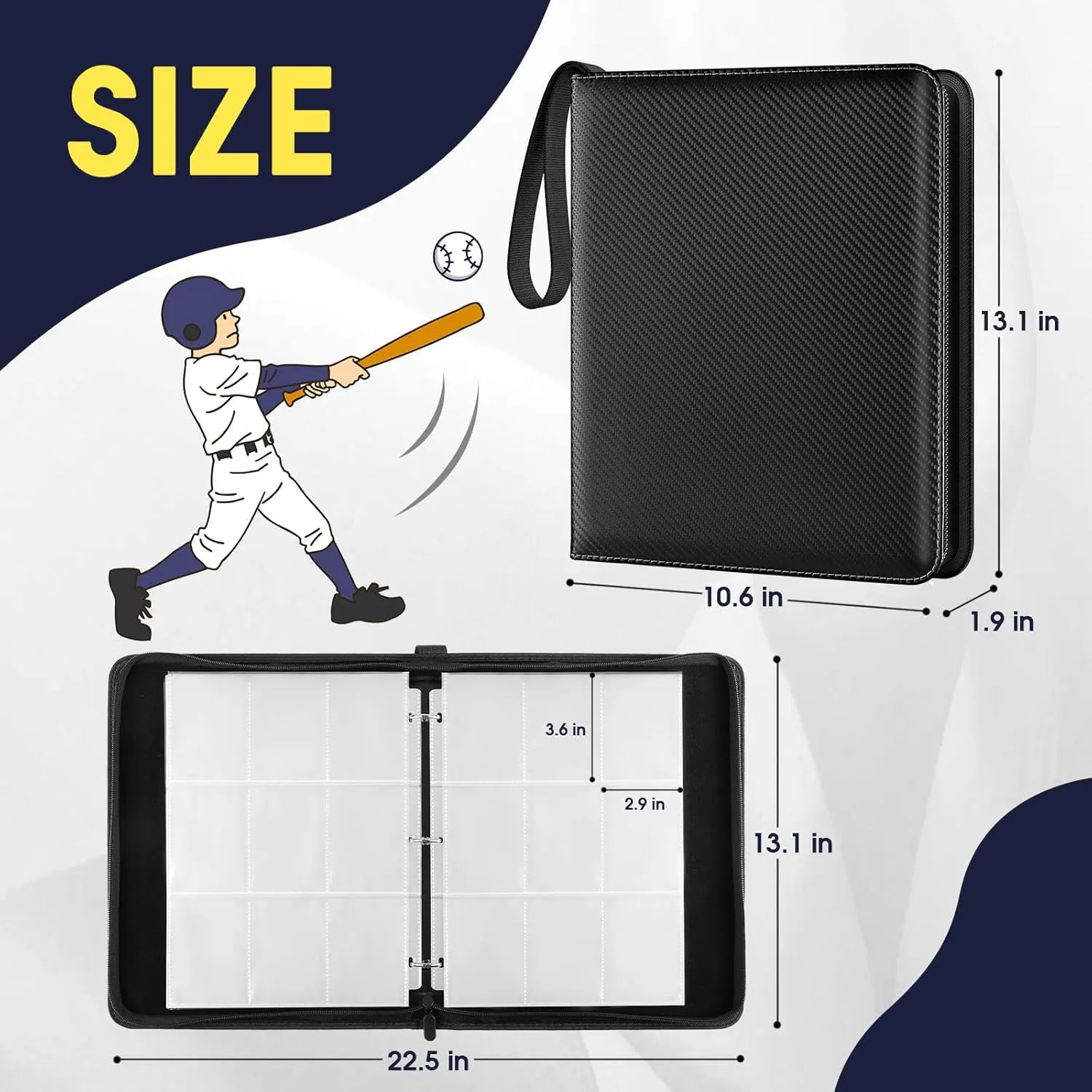 MaxGear 9 Pocket Trading Card Binder, 900 Cards Capacity, Double-Sided with Zipper, 50 Removable Sleeves, Ideal for MTG, TCG, Yu-Gi-Oh!, and Sports Cards