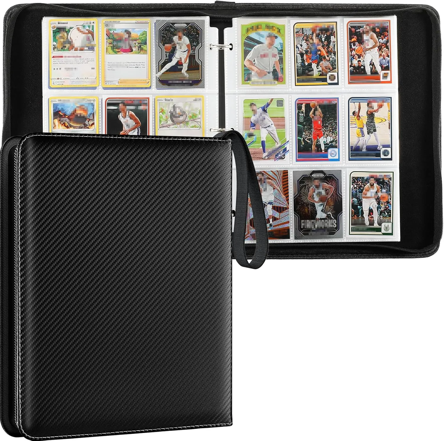 MaxGear 9 Pocket Trading Card Binder, 900 Cards Capacity, Double-Sided with Zipper, 50 Removable Sleeves, Ideal for MTG, TCG, Yu-Gi-Oh!, and Sports Cards