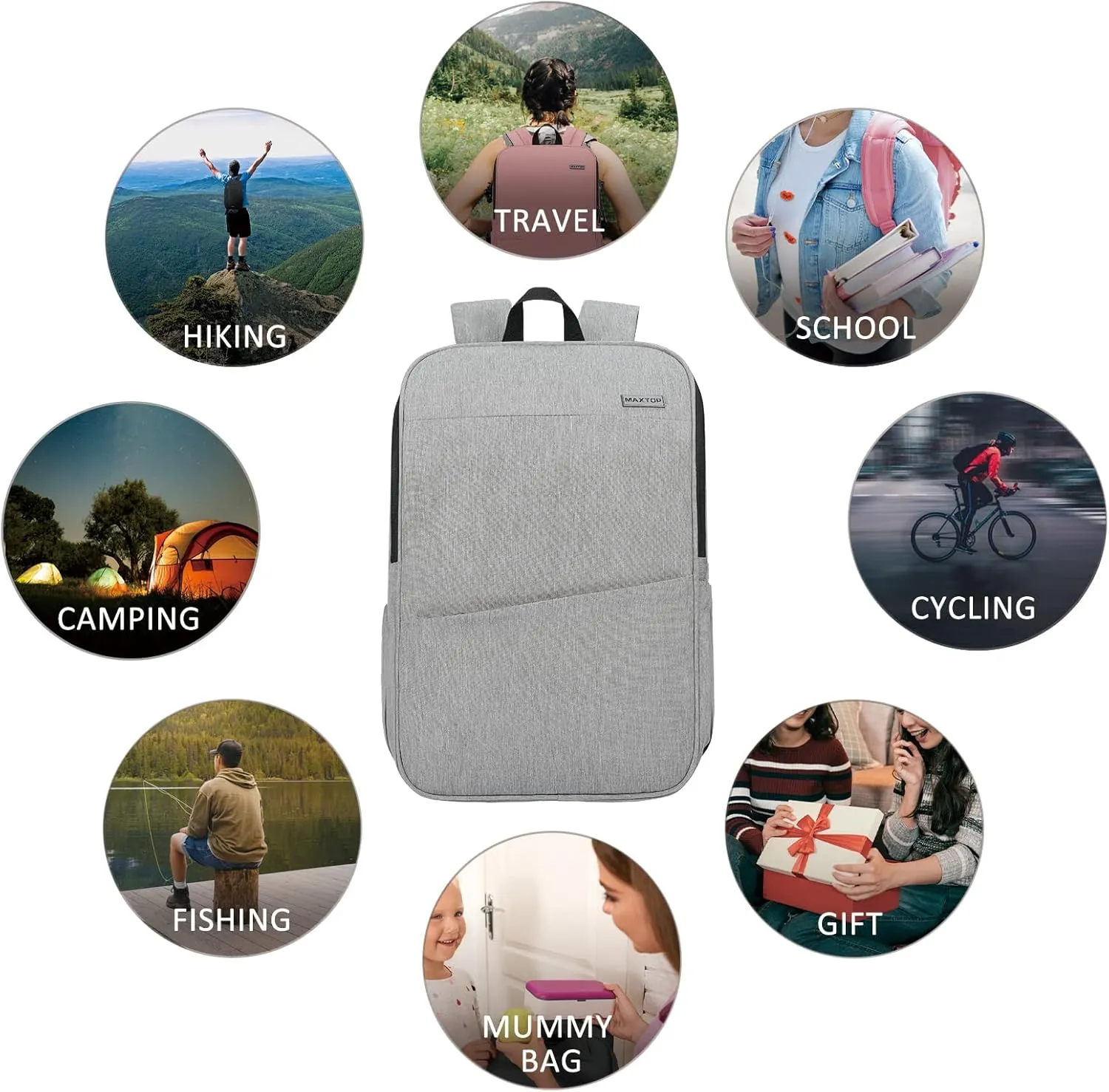 MAXTOP Deep Storage Laptop Backpack with USB Charging Port[Water Resistant] College Computer Bookbag Fits 16 Inch Laptop