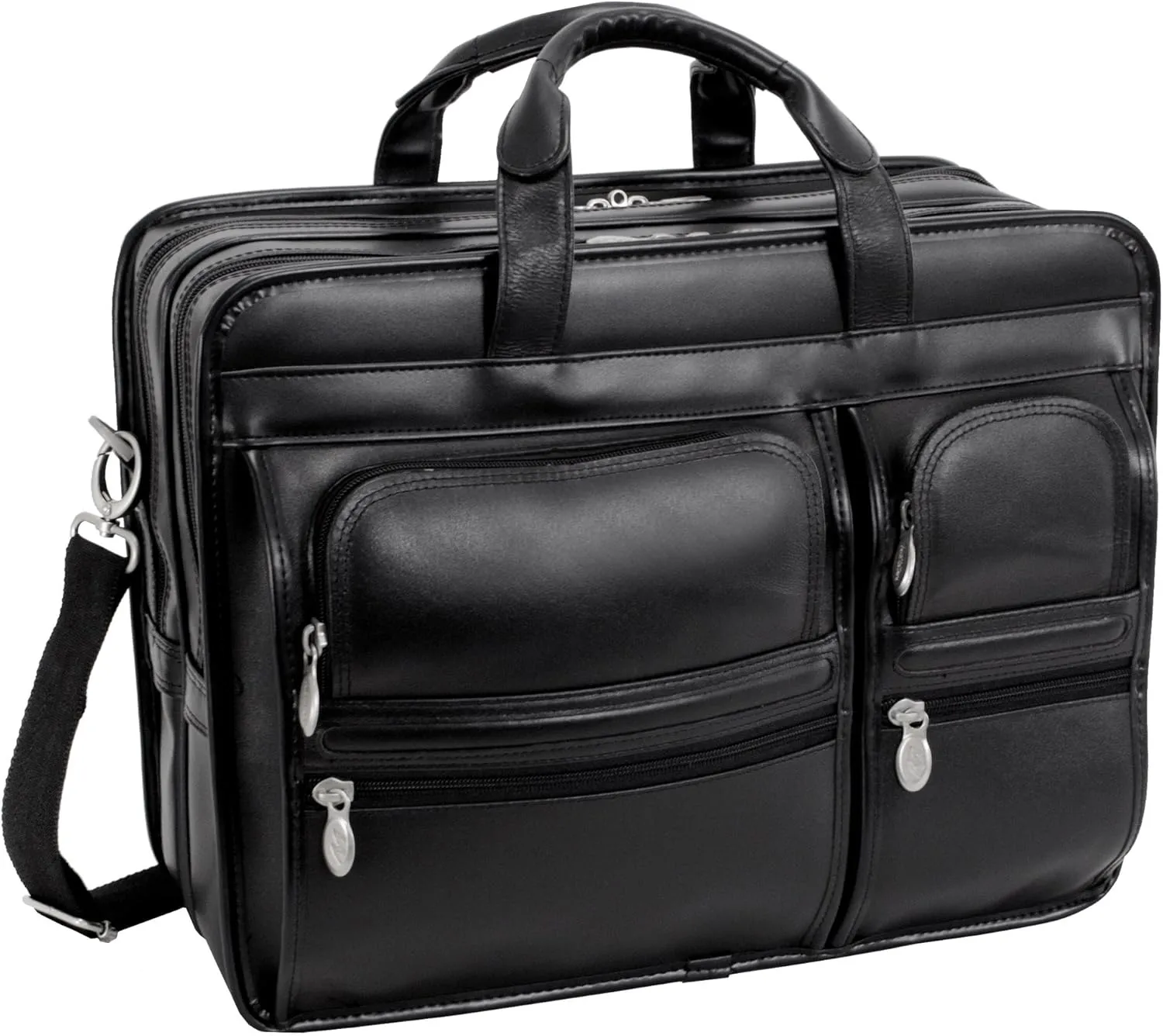 McKlein 17" Nylon Patented Detachable -Wheeled Laptop Briefcase- CLINTON- Black