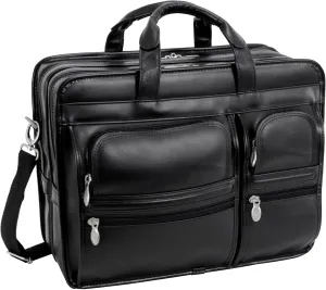 McKlein 17" Nylon Patented Detachable -Wheeled Laptop Briefcase- CLINTON- Black