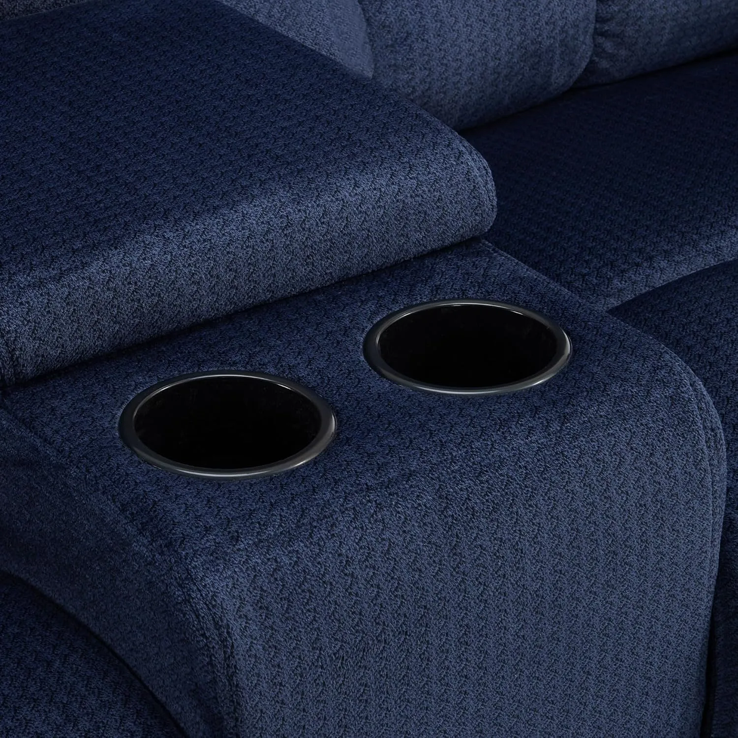 MCombo Fabric Power Loveseat Recliner with Console, Electric Reclining Loveseat Sofa with Heat and Vibration, USB Charge Ports for Living Room RS6234 (Navy Blue)