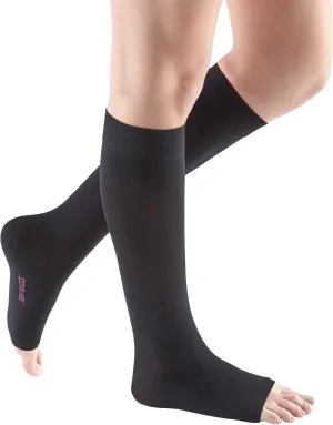 mediven Comfort for Women, 20-30 mmHg – Open Toe Leg Circulation, Calf High Compression Stockings for Women, Semi-Transparent Leg Support Compression Hosiery