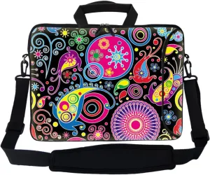Meffort Inc 15.6 Inch Neoprene Laptop Bag – Water Resistant, Reinforced Zipper, Adjustable Shoulder Strap, Extra Side Pocket, Fits 15 to 15.6 Inch Laptops - Art Designs