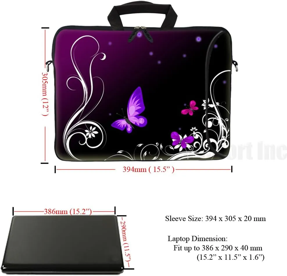 Meffort Inc 15.6 Inch Neoprene Laptop Bag - Water Resistant, Reinforced Zipper, Extra Pocket, Fits 15" to 15.6" Laptops