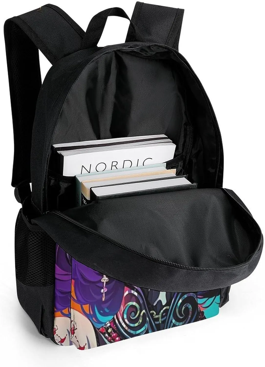 Men & Women Lightweight Cartoon Woman Women Mystical Art Casual Daypack Large Capacity Bookbag With Adjustable Shoulder Straps for Gym Business Bicycle