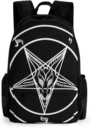 Men Women Lightweight Aazazel Storm Goat Pentagram Satanic Art Backpack Large Capacity Bookbag With Smooth Zippers for Gym Business Running