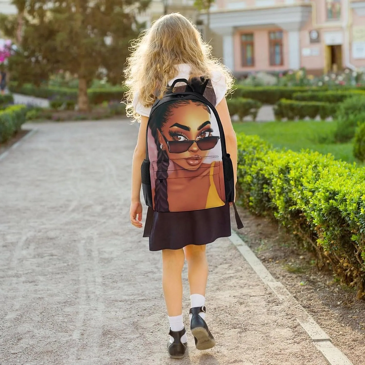 Men Women Lightweight Abstract Fashion Black Woman Art African American Women Art Daypack Bookbag Big Capacity Carry On Bag With Side Pockets for Camping Travel Bicycle