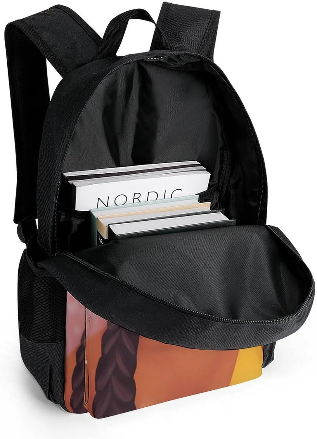 Men Women Lightweight Abstract Fashion Black Woman Art African American Women Art Daypack Bookbag Big Capacity Carry On Bag With Side Pockets for Camping Travel Bicycle