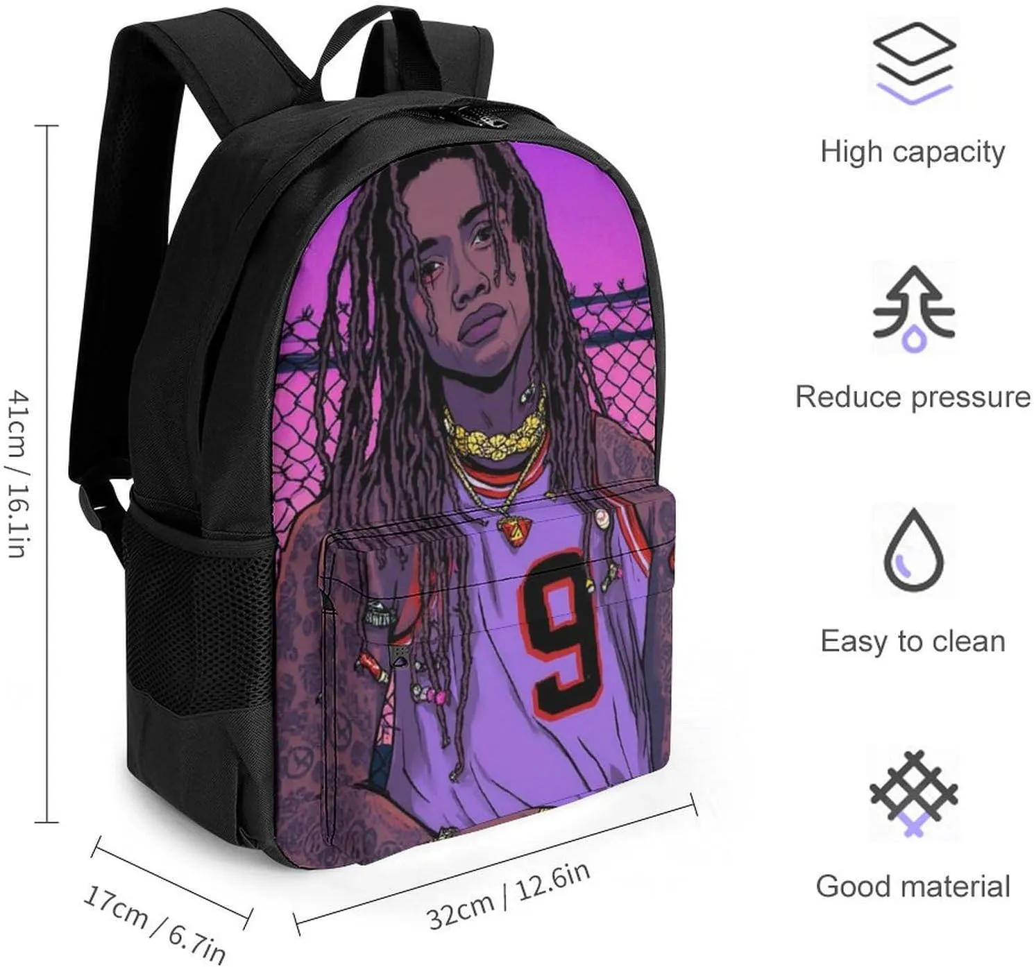 Men Women Lightweight African American Black Man Basketball Art Backpack Large Capacity Bookbag With Smooth Zippers for Gym Business Running
