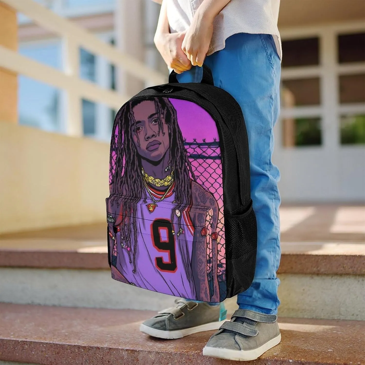 Men Women Lightweight African American Black Man Basketball Art Backpack Large Capacity Bookbag With Smooth Zippers for Gym Business Running