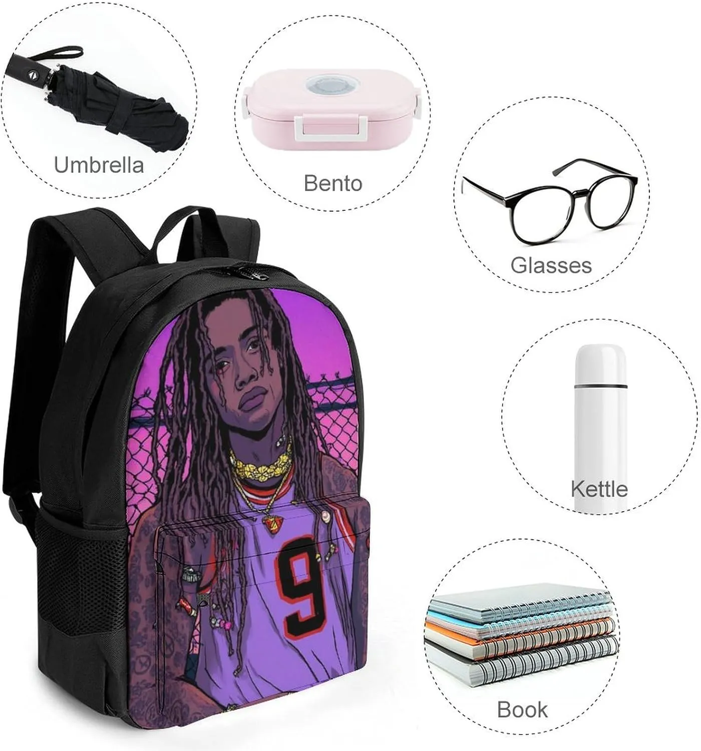 Men Women Lightweight African American Black Man Basketball Art Backpack Large Capacity Bookbag With Smooth Zippers for Gym Business Running