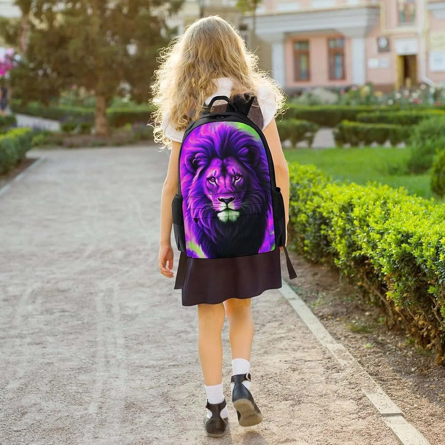 Men Women Lightweight Cool Lion In The Universe Surreal Style Art Backpack Large Capacity Bookbag With Smooth Zippers for Gym Business Running