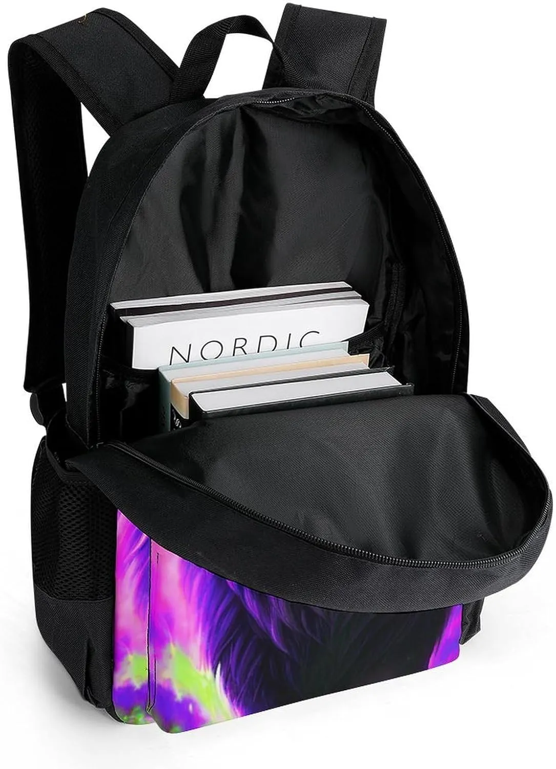 Men Women Lightweight Cool Lion In The Universe Surreal Style Art Backpack Large Capacity Bookbag With Smooth Zippers for Gym Business Running