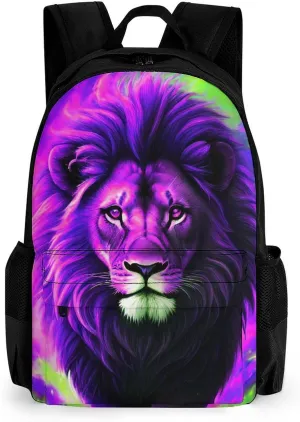 Men Women Lightweight Cool Lion In The Universe Surreal Style Art Backpack Large Capacity Bookbag With Smooth Zippers for Gym Business Running