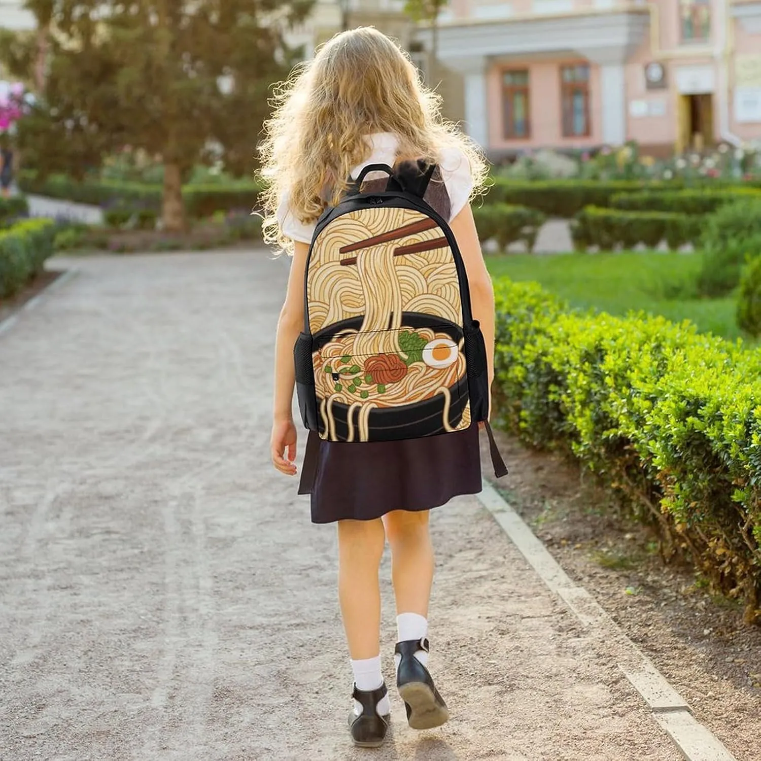 Men Women Lightweight Ramen Noodles Texture Art Daypack Bookbag Big Capacity Carry On Bag With Side Pockets for Camping Travel Bicycle