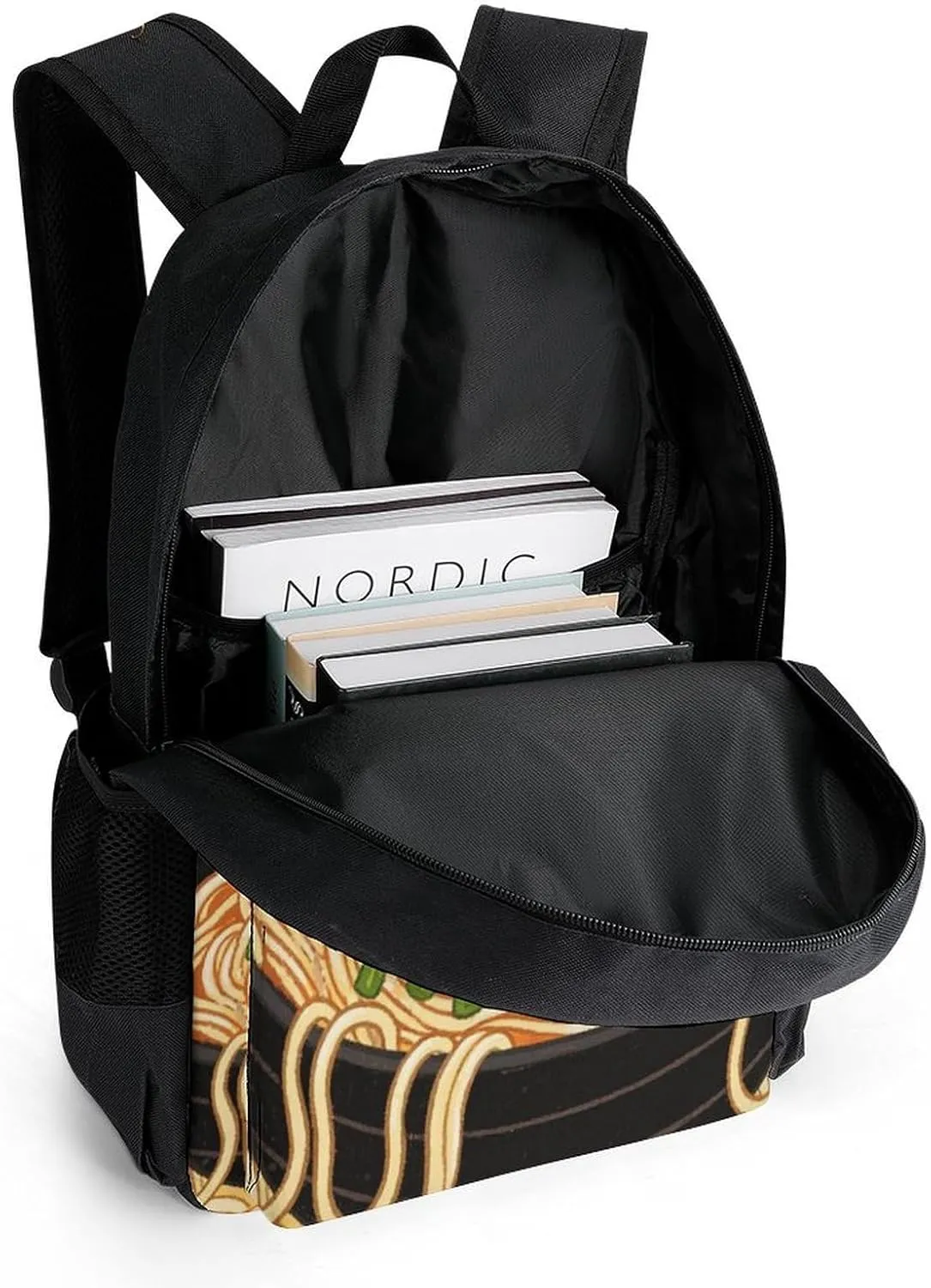 Men Women Lightweight Ramen Noodles Texture Art Daypack Bookbag Big Capacity Carry On Bag With Side Pockets for Camping Travel Bicycle