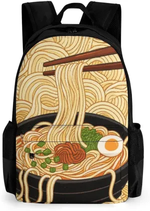 Men Women Lightweight Ramen Noodles Texture Art Daypack Bookbag Big Capacity Carry On Bag With Side Pockets for Camping Travel Bicycle