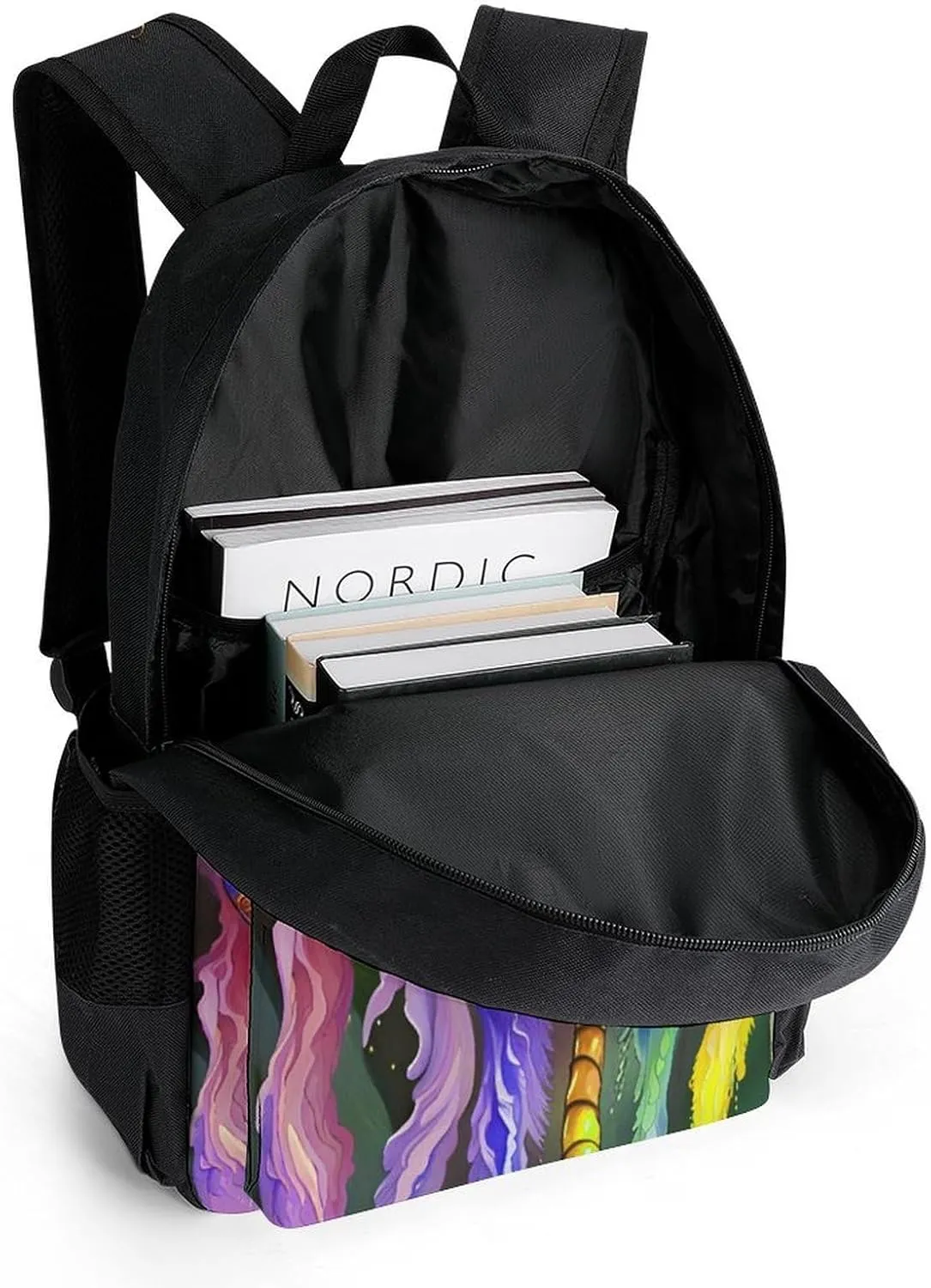 Men Women Polyester A Vibrant Dragonfly Colorful World Art Daypack Big Capacity Shoulder Bag With Smooth Zippers for Hiking Work Walking Cycling