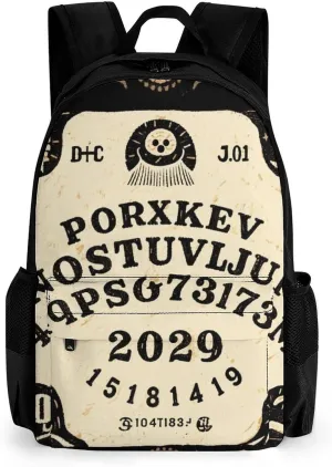 Men Women Polyester Ancient Witch Magic Spirit Board Art Daypack Big Capacity Shoulder Bag With Smooth Zippers for Hiking Work Walking Cycling