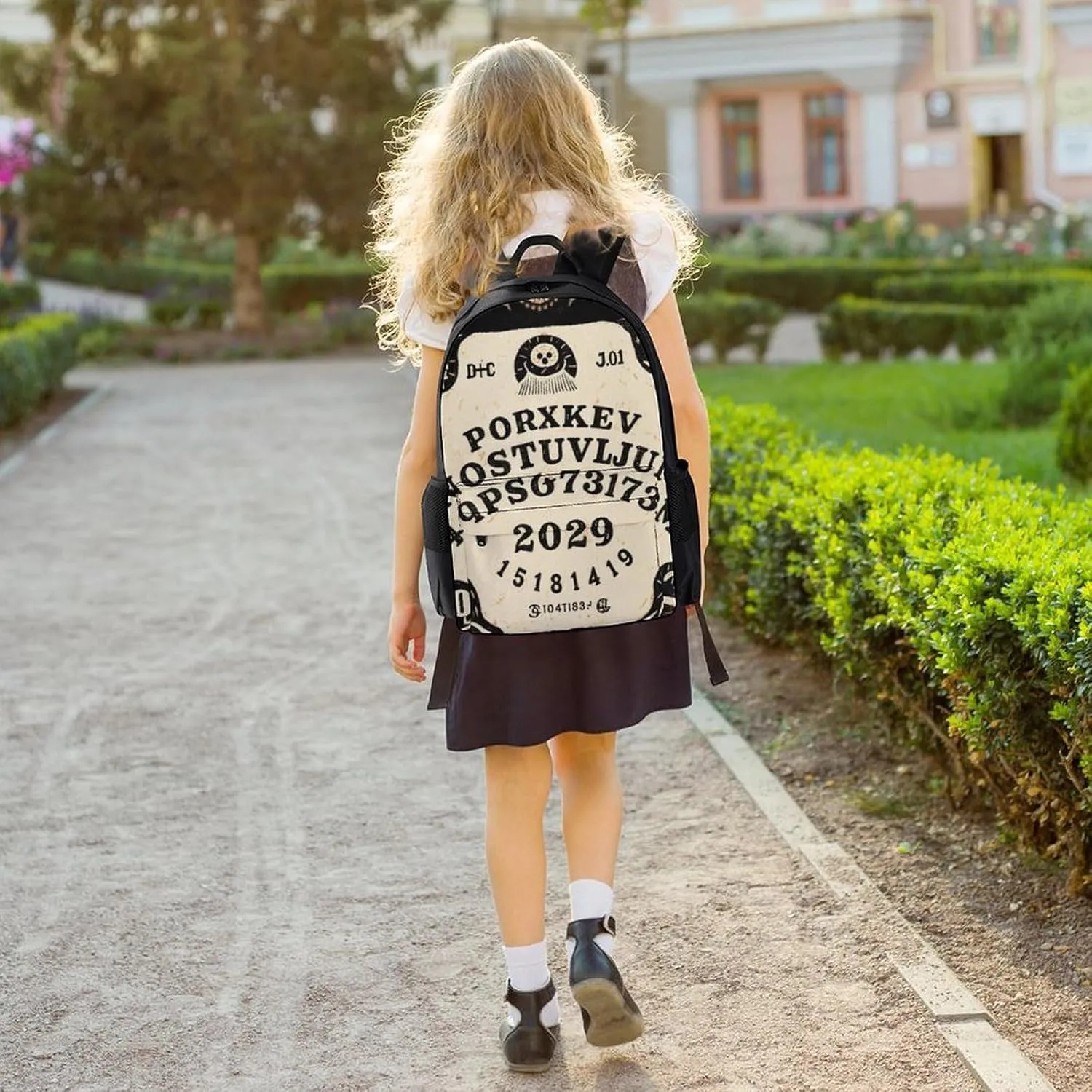 Men Women Polyester Ancient Witch Magic Spirit Board Art Daypack Big Capacity Shoulder Bag With Smooth Zippers for Hiking Work Walking Cycling