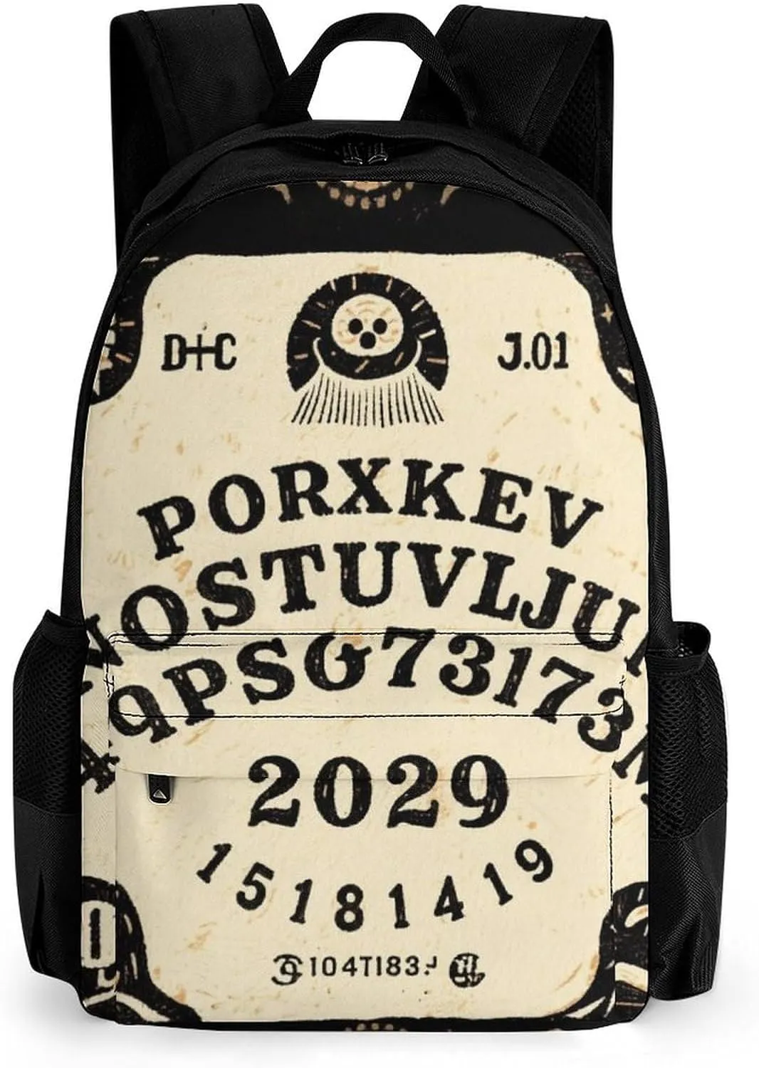Men Women Polyester Ancient Witch Magic Spirit Board Art Daypack Big Capacity Shoulder Bag With Smooth Zippers for Hiking Work Walking Cycling