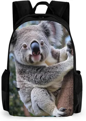 Men Women Polyester Cute Koala Bear Daypack Big Capacity Shoulder Bag With Smooth Zippers for Hiking Work Walking Cycling