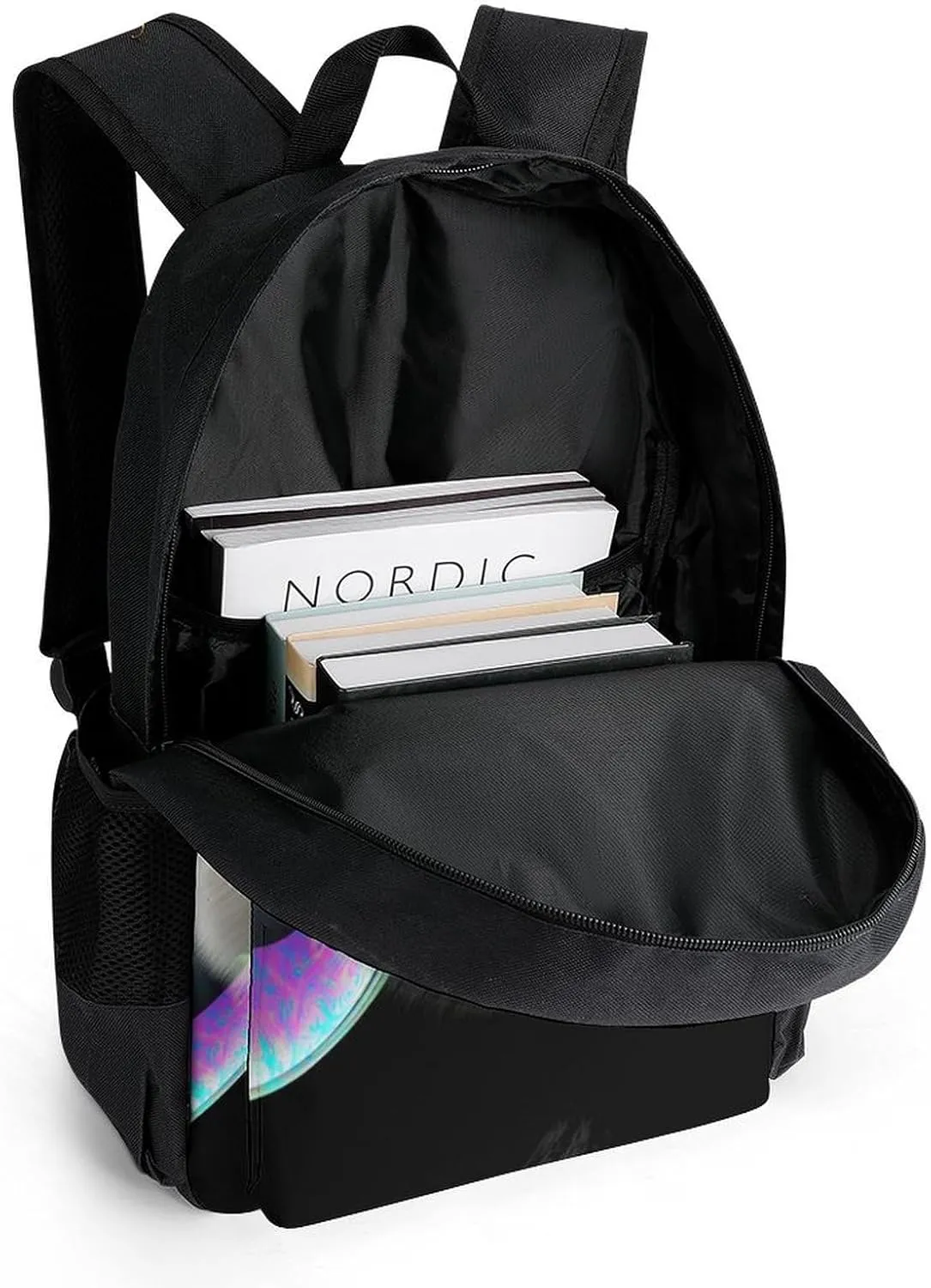 Men Women Polyester Cute Panda Colorful Bubble Art Daypack Big Capacity Shoulder Bag With Adjustable Shoulder Straps for Camping Travel Walking Cycling