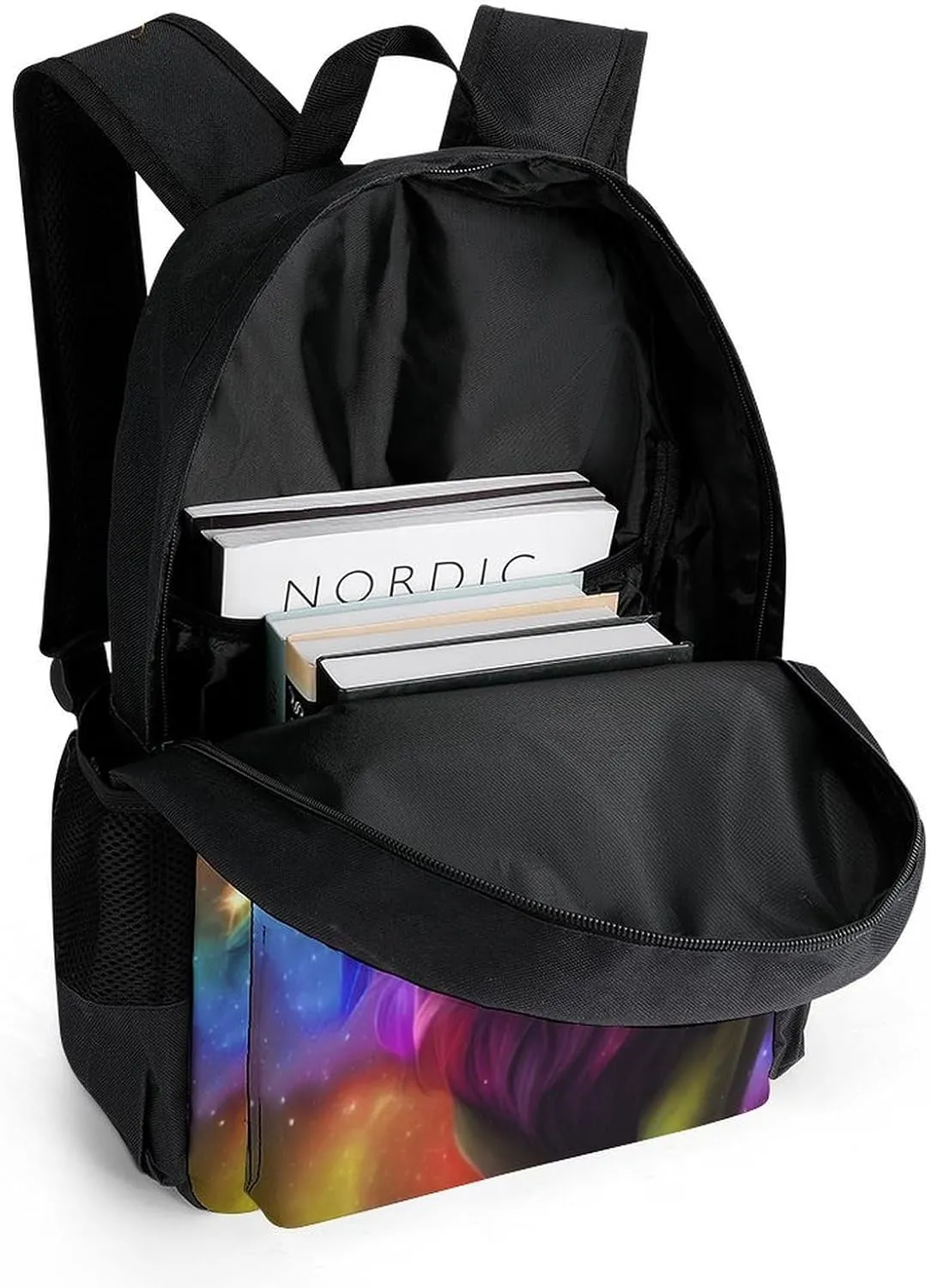 Men Women Polyester Galaxy Lion King Star Art Daypack Big Capacity Shoulder Bag With Adjustable Shoulder Straps for Camping Travel Walking Cycling