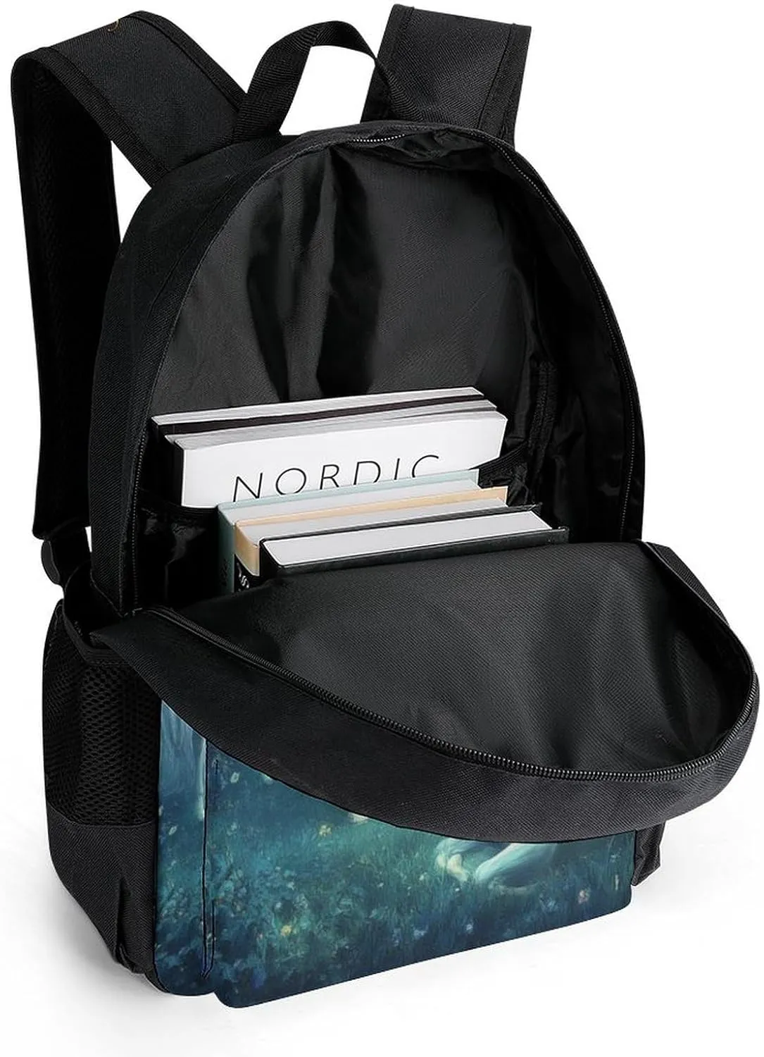 Men Women Polyester Love Unicorns Horses Art Casual Daypack Large Capacity Carry On Bag With Adjustable Shoulder Straps for Camping Work Running
