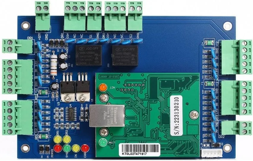 MENGQI-CONTROL 2 Doors Access Control System Core Control Components with Metal 5A 110V-240V Power Supply Box TCP/IP Network Access Control Panel Wiegand Controller,Computer Based Software,Remote Open