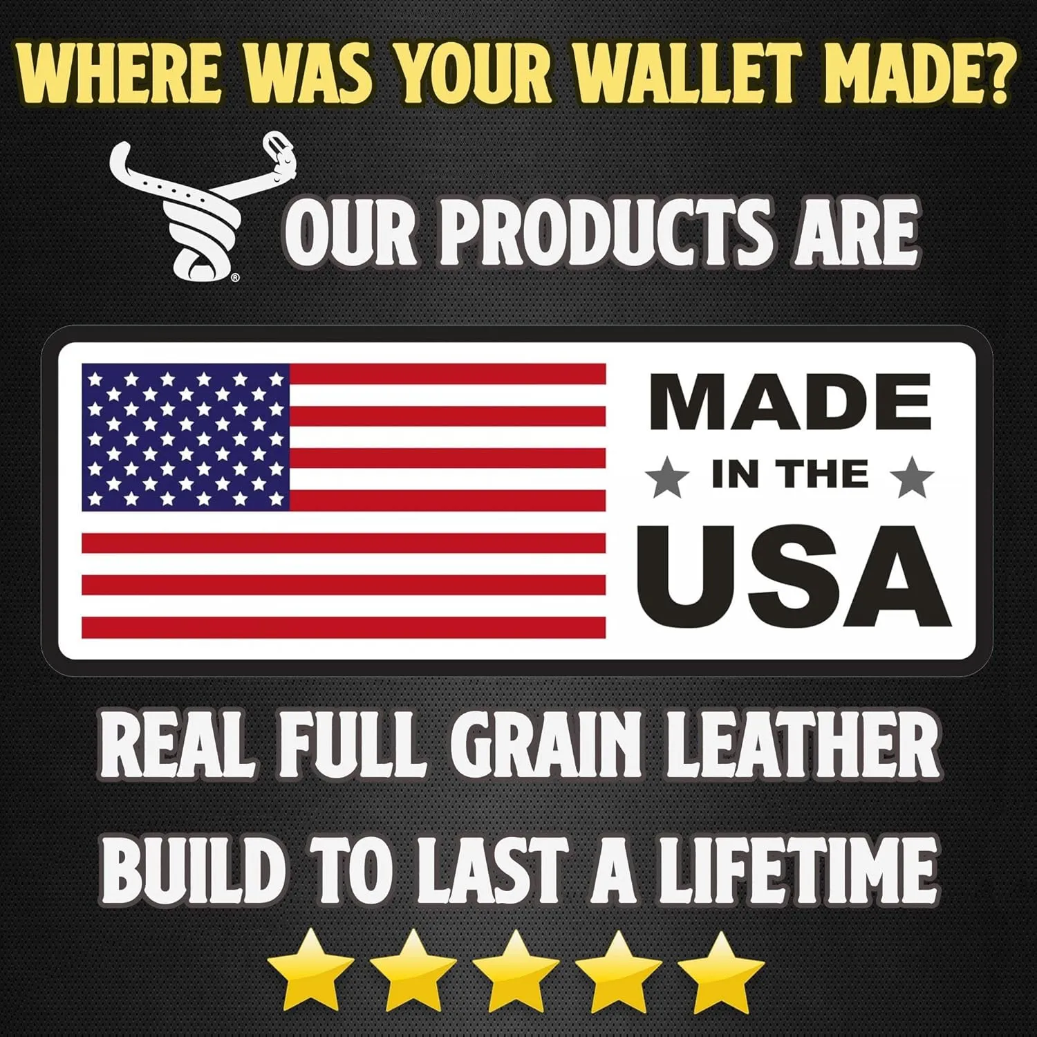 Mens Bifold Wallet Case, 8 Credit Card Holder Slots, Full Grain Bridle Genuine Leather, Made in USA, Black