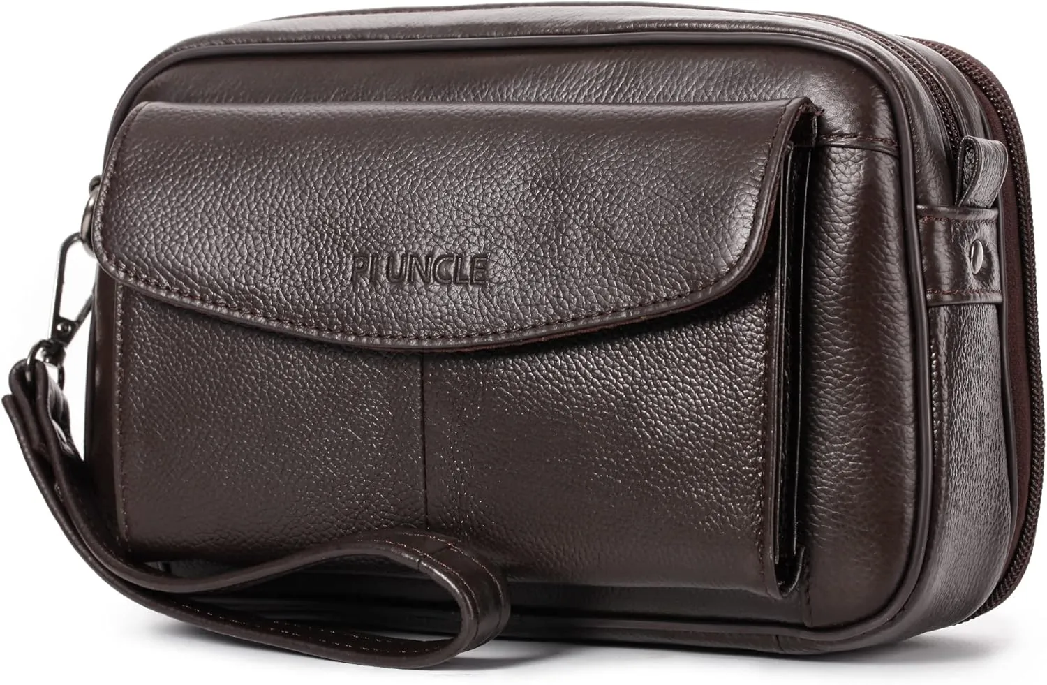 Mens Leather Clutch Organizer Wrist Bag Wallet with Credit Card Protector Slots
