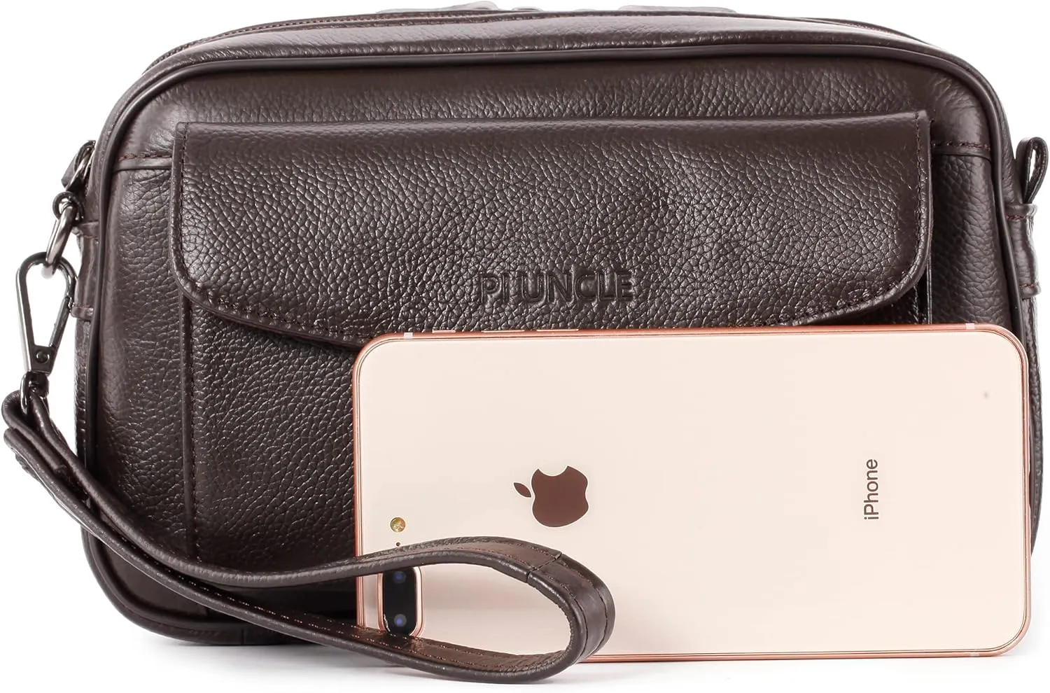 Mens Leather Clutch Organizer Wrist Bag Wallet with Credit Card Protector Slots