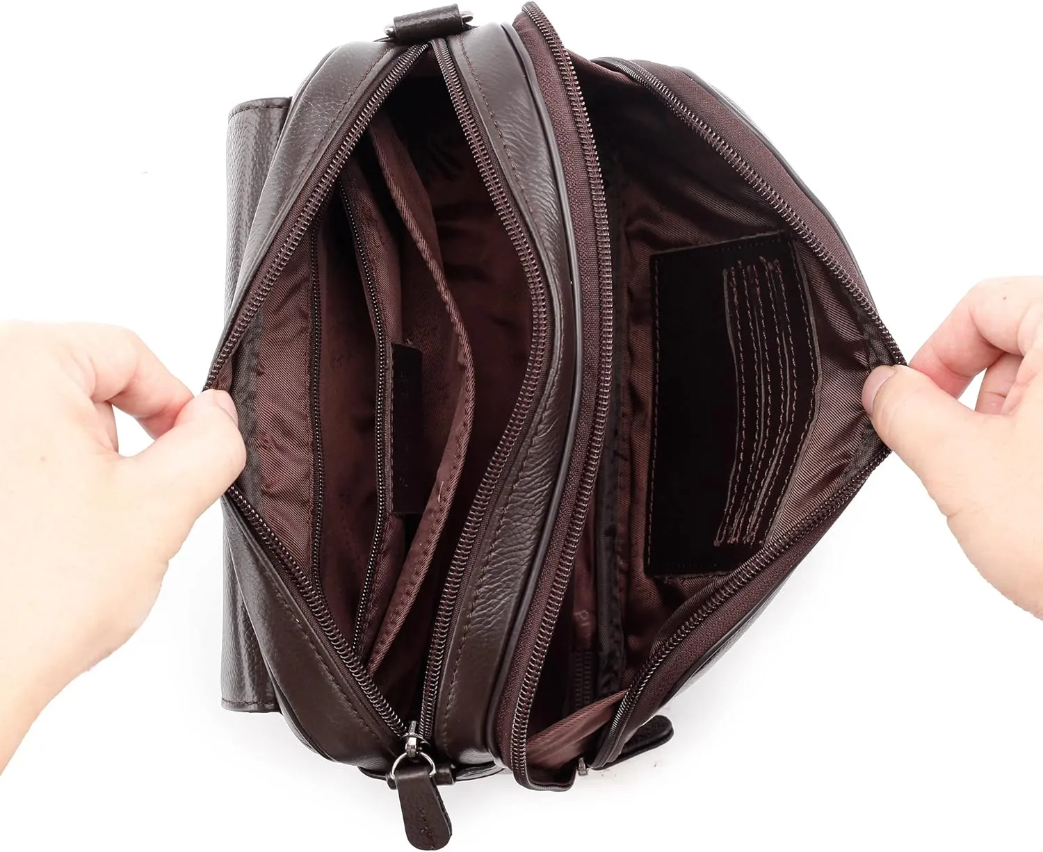 Mens Leather Clutch Organizer Wrist Bag Wallet with Credit Card Protector Slots