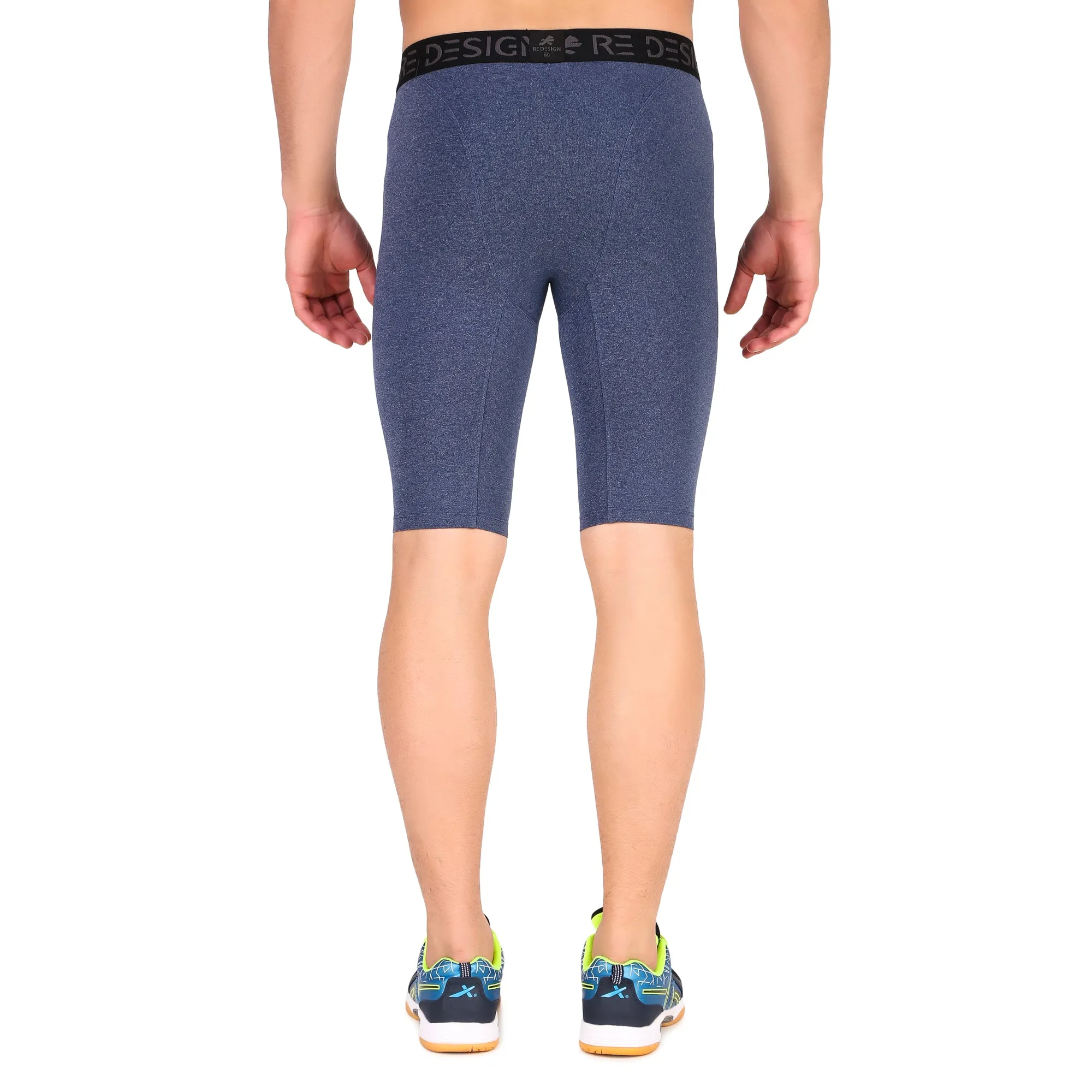 Men's Nylon Compression Shorts and Half Tights (Denim Melange)