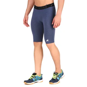 Men's Nylon Compression Shorts and Half Tights (Denim Melange)