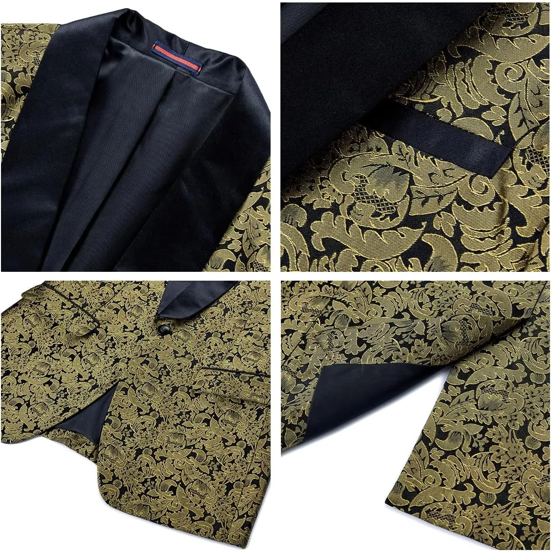 Mens Suit Slim Fit 2 Piece Formal Skinny Floral Tuxedo Suit Set Shawl Lapel for Wedding Dinner Party