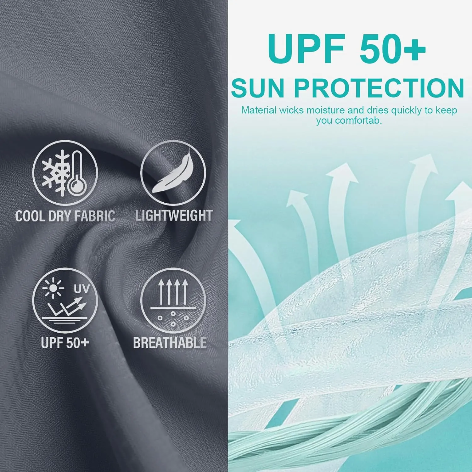 Men's Sun Protection Fishing Shirts Long Sleeve Safari Shirts UPF 50 UV Quick Dry Cooling Travel Work Shirts