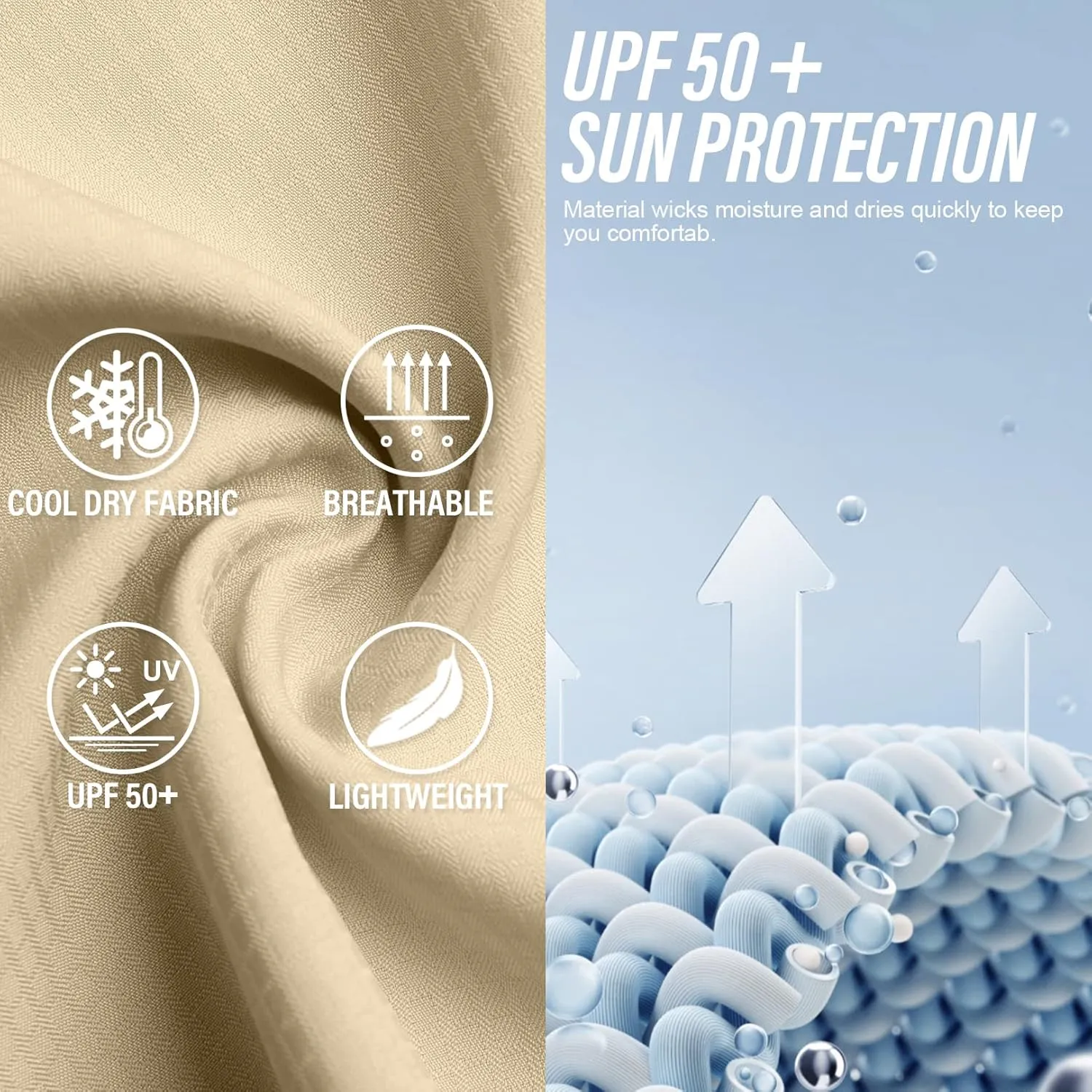 Men's Sun Protection Fishing Shirts Long Sleeve Safari Shirts UPF 50 UV Quick Dry Cooling Travel Work Shirts