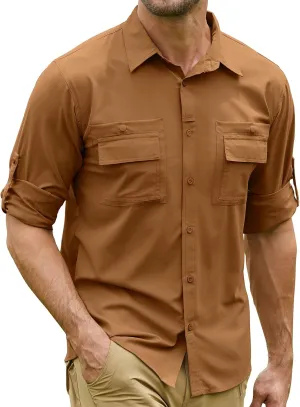 Men's Sun Protection Fishing Shirts Long Sleeve Travel UPF 50  UV Quick Dry Cooling Safari Camping Hiking Button Down Shirts