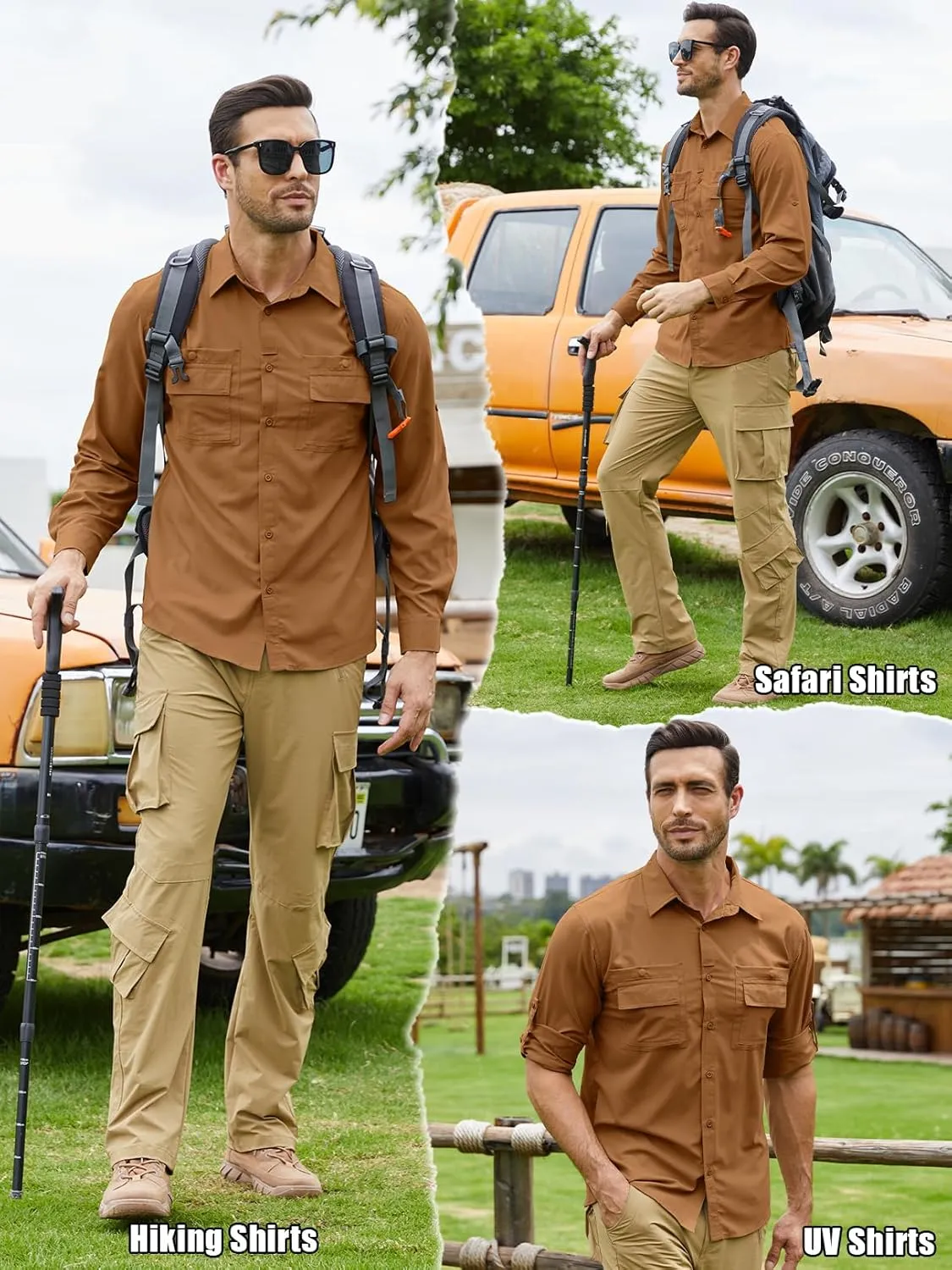 Men's Sun Protection Fishing Shirts Long Sleeve Travel UPF 50  UV Quick Dry Cooling Safari Camping Hiking Button Down Shirts