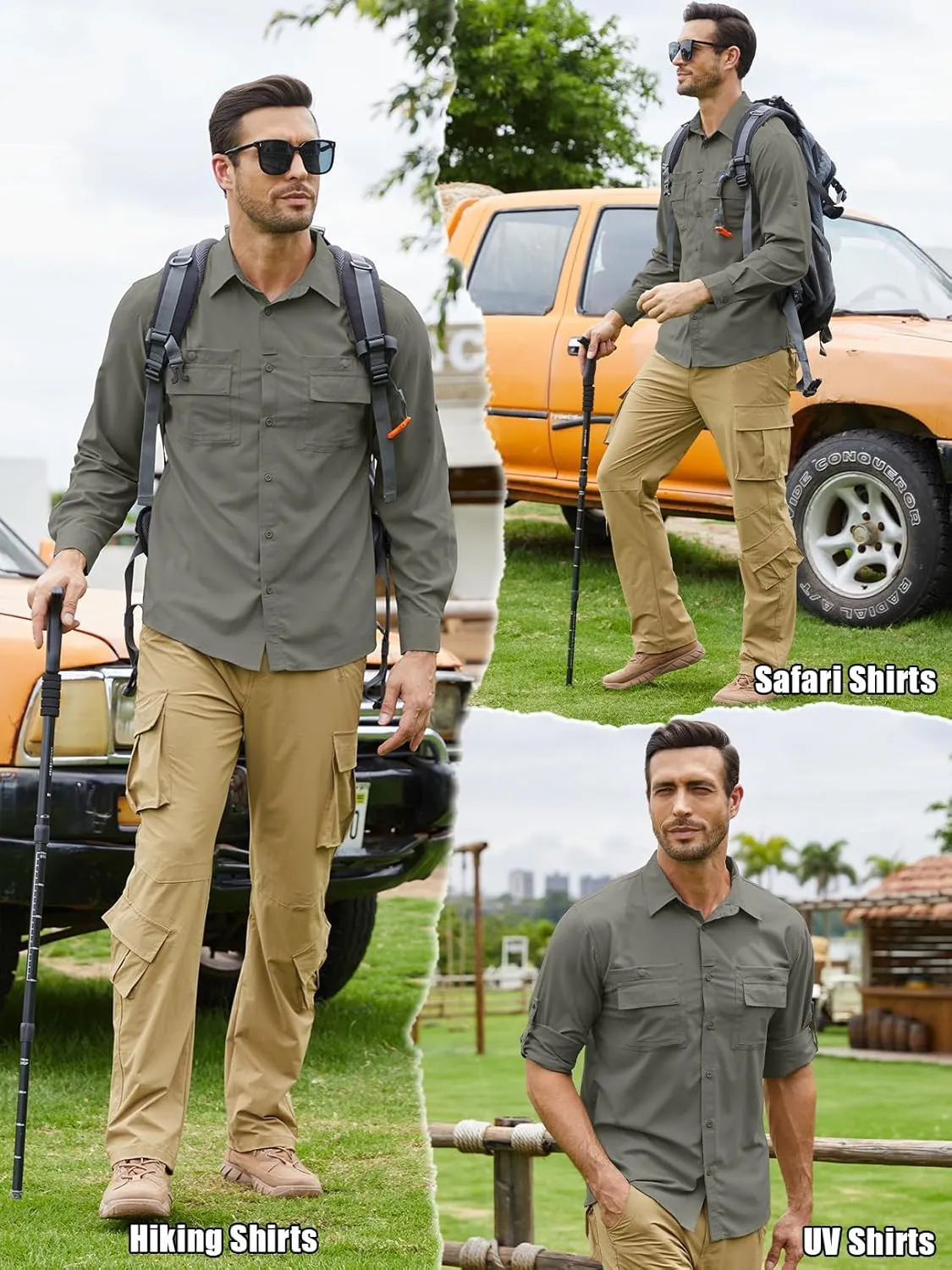 Men's Sun Protection Fishing Shirts Long Sleeve Travel UPF 50  UV Quick Dry Cooling Safari Camping Hiking Button Down Shirts