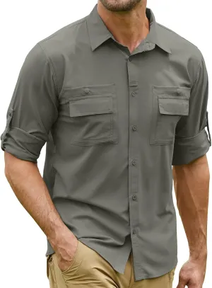 Men's Sun Protection Fishing Shirts Long Sleeve Travel UPF 50  UV Quick Dry Cooling Safari Camping Hiking Button Down Shirts