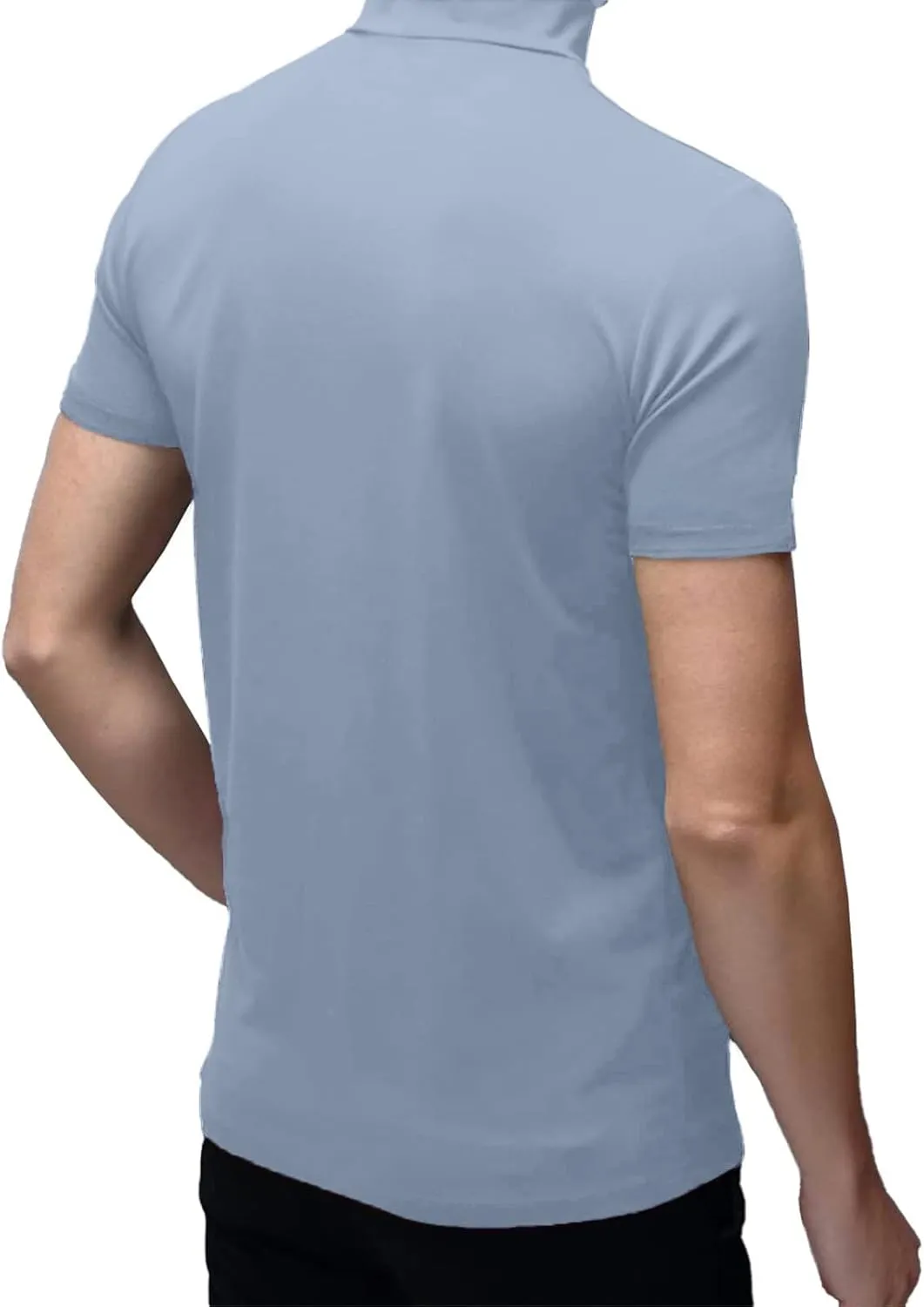 Mens T Shirt Short Sleeve Basic Mock Turtleneck Slim Fit Undershirt Pullover Thermal Solid Tops