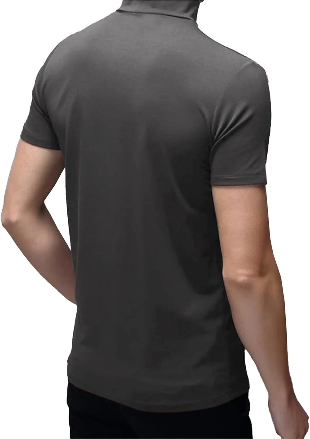 Mens T Shirt Short Sleeve Basic Mock Turtleneck Slim Fit Undershirt Pullover Thermal Solid Tops