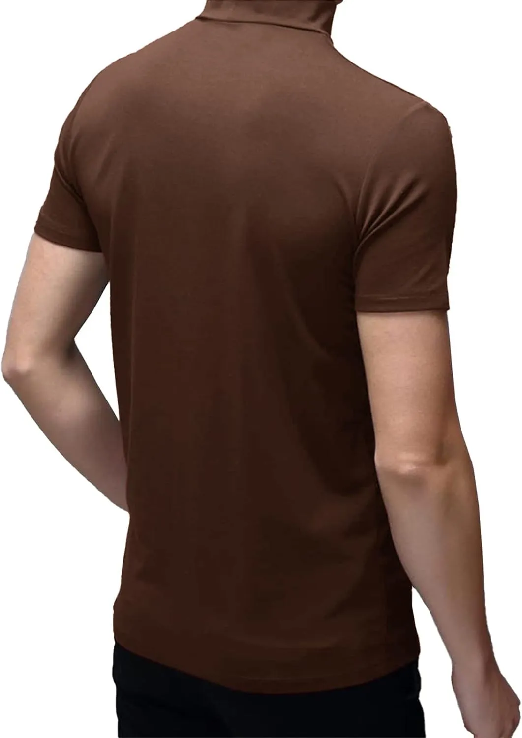 Mens T Shirt Short Sleeve Basic Mock Turtleneck Slim Fit Undershirt Pullover Thermal Solid Tops