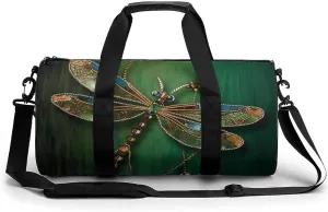 Mens Womens Gym Bag, Jewel Dragonfly Print Duffle Bags,travel Gym Duffle Bag,garment Duffle Bag,gym Bag with Shoe Compartment
